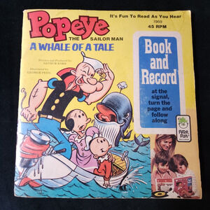 Vintage 1969 Popeye Sailor Man A Whale of a Tale Peter Pan 45 RPM Record & Book